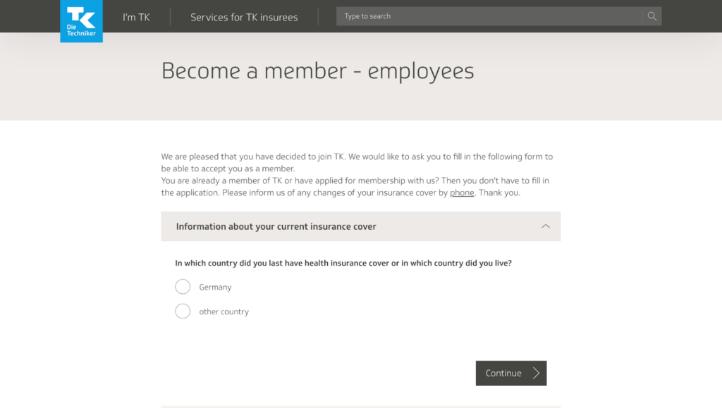 TK Health Insurance Membership Application