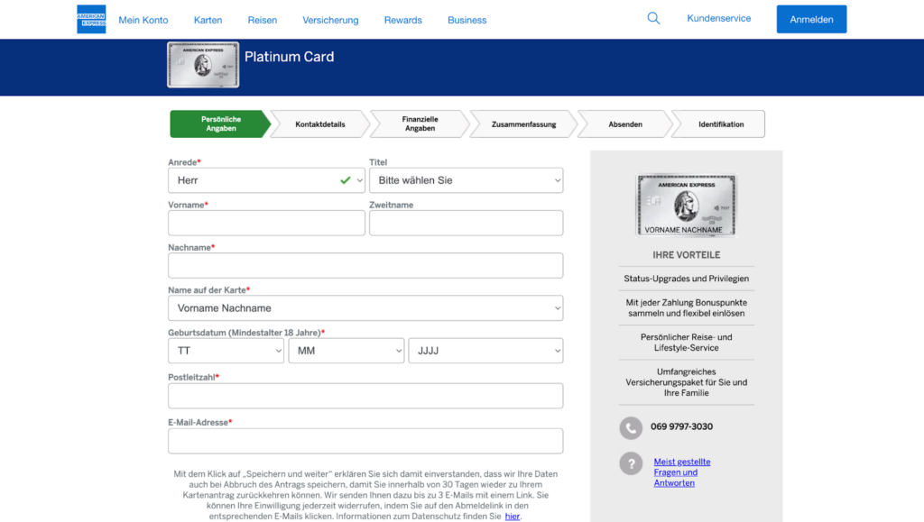 American Express Credit Card Application