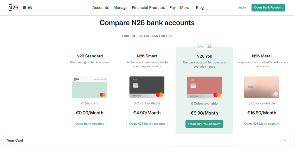 N26 Bank Subscription Options